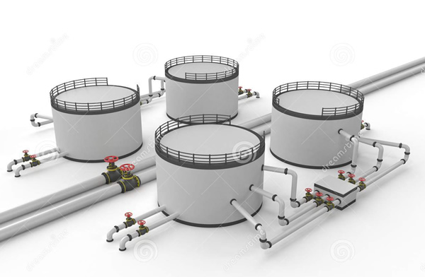 Picture 1. Schematic of four fixed roof tanks